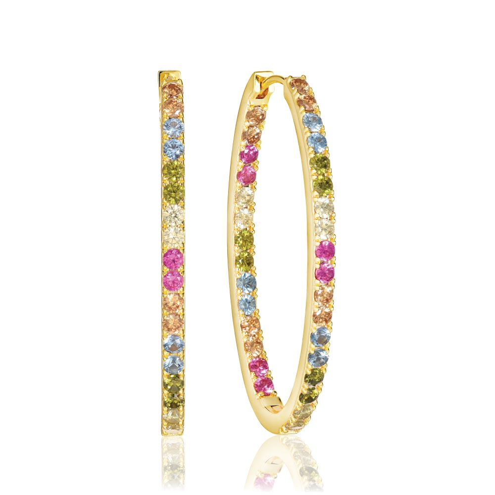 Ellisse Medio - 18k Goudpläterade, med multifärgade zirkoner Oorbel