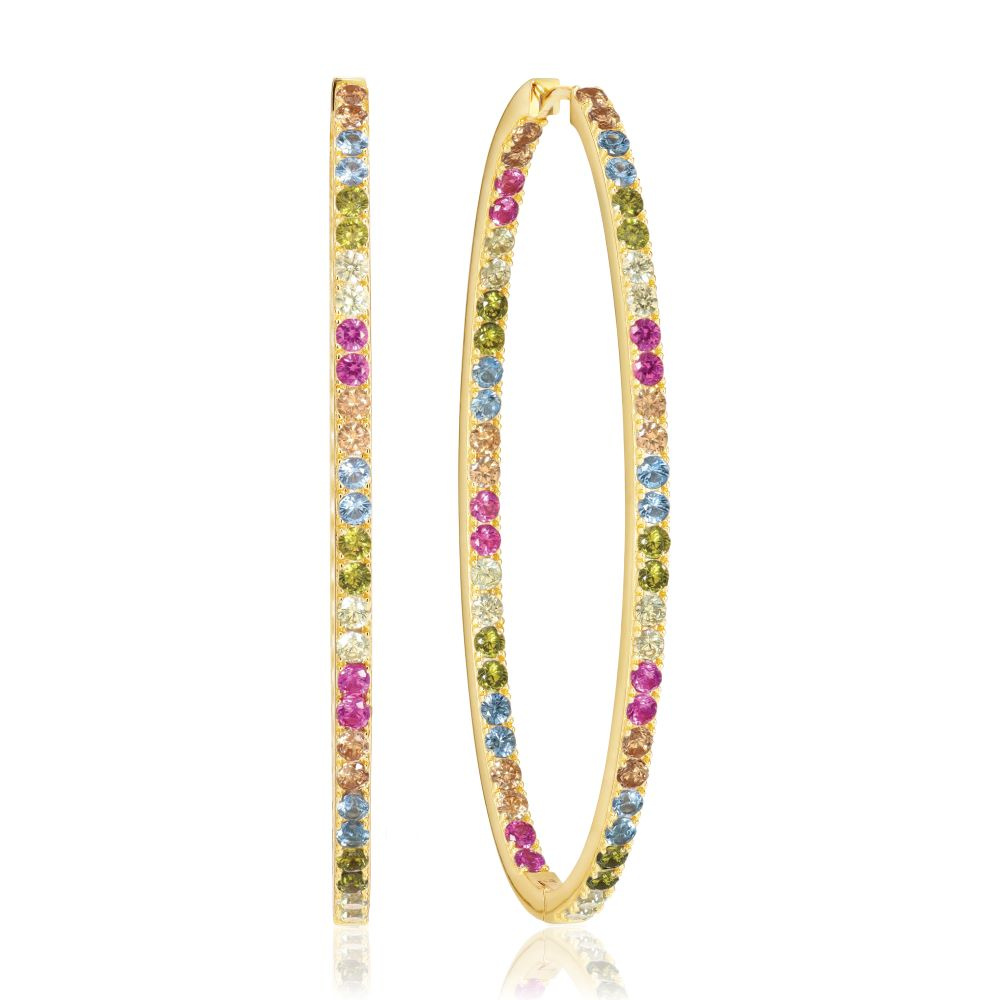 Ellisse Grande - 18k Goudpläterade, med multifärgade zirkoner Oorbel