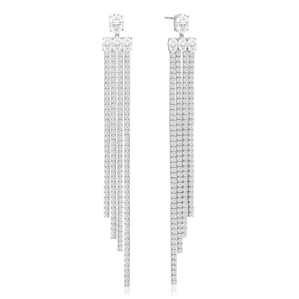 Ellisse Lungo Grande - med vita zirkoner Oorbel