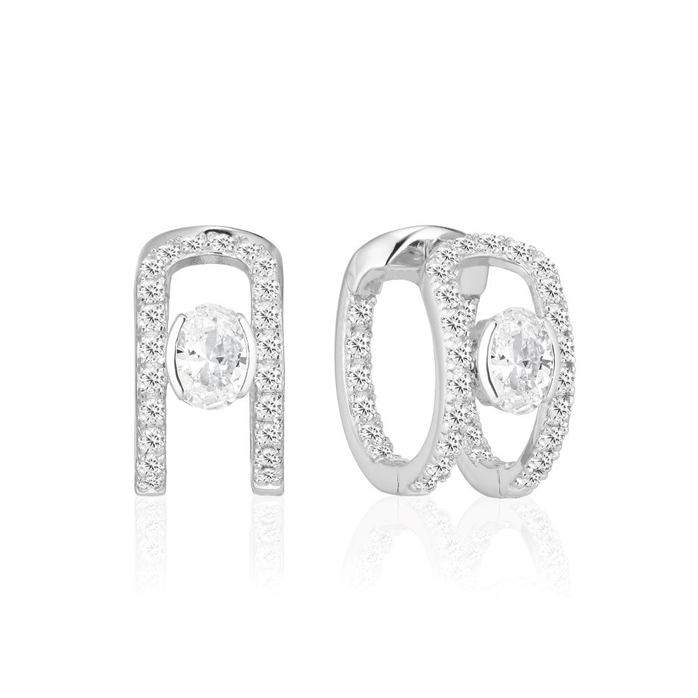 Ellisse Carezza Creolo - med vita zirkoner Oorbel