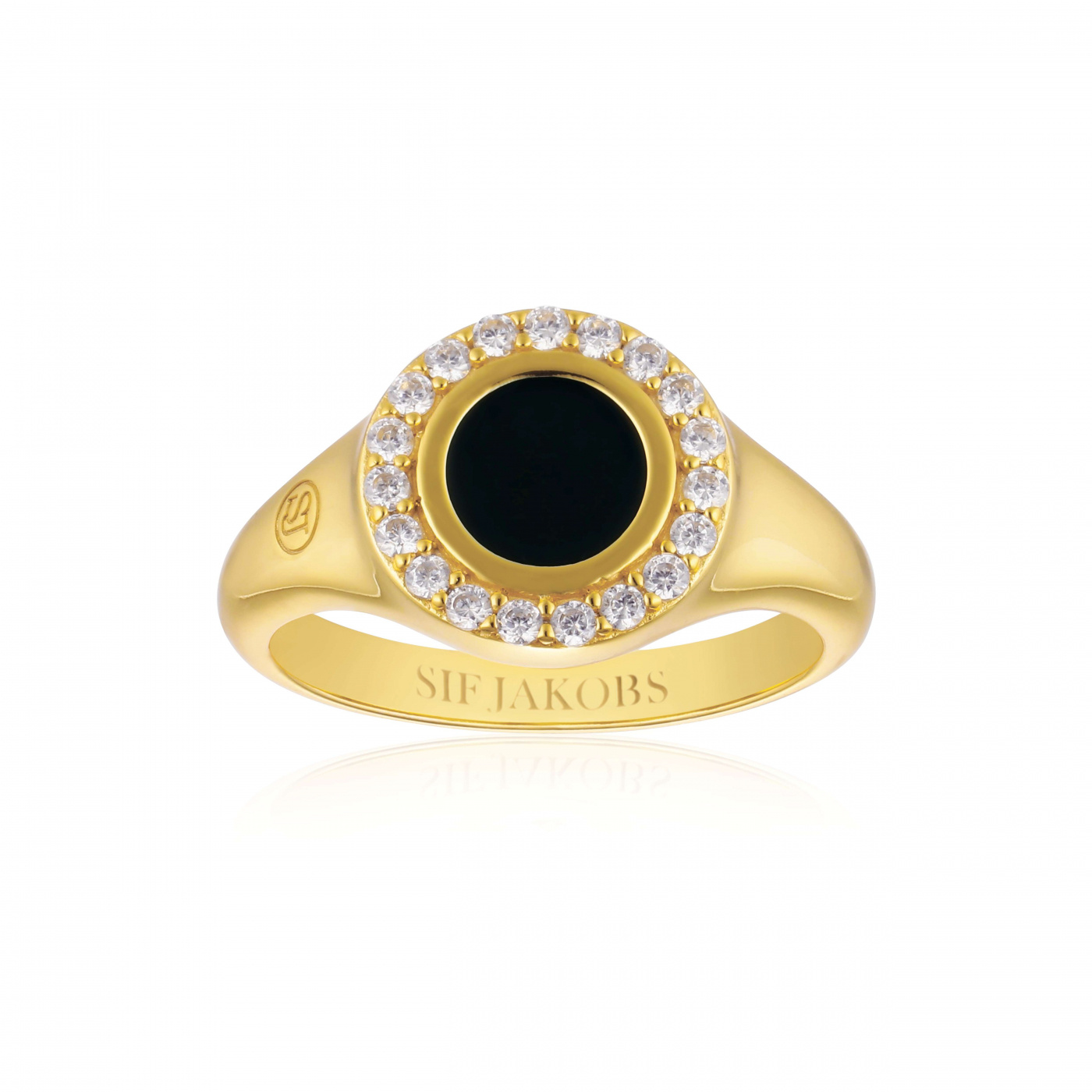 FOLLINA NERO PICCOLO Ring Vita Zirkonia och Svart Emalj Goud