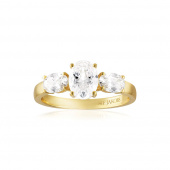 Ellisse Tre - 18k Goudpläterad, med vita zirkoner Ring  Ellisse Tre - 18k Goudpläterad, med vita zirkoner Ring