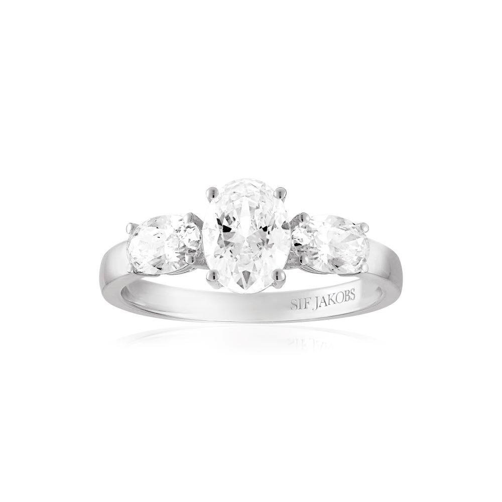 Ellisse Tre - med vita zirkoner Ring