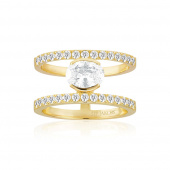 Ellisse Carezza Grande - 18k Goudpläterad, med vita zirkoner Ring Ellisse Carezza Grande - 18k Goudpläterad, med vita zirkoner Ring