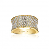 Feline Concavo - 18k Goudpläterad, med vita zirkoner Ring  Feline Concavo - 18k Goudpläterad, med vita zirkoner Ring