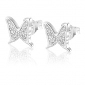 Petite papillion sparkling Earrings Silver